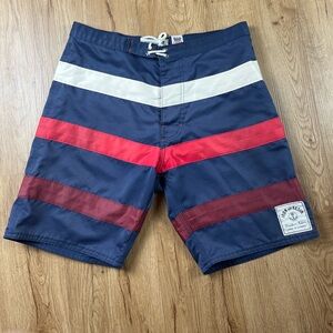 Iron & Resin Boardshorts USA Made Striped Surf Swim Trunks Size 30